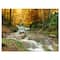 Designart - Forest Waterfall with Yellow Trees - Large Landscape Canvas Art Print